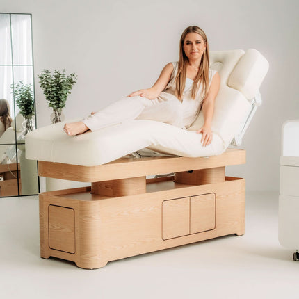 Electric Heated SPA Bed with Storage HABYS VELLIA, White - close-up