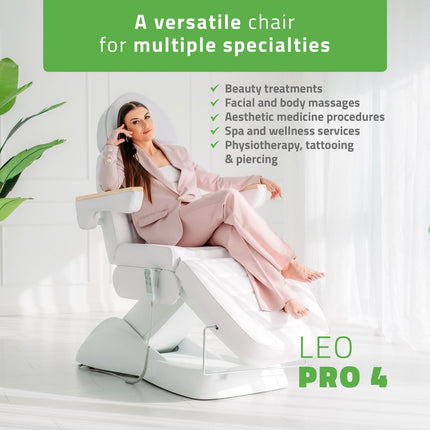 HABYS kosmetologinis elektrinis krėslas Leo PRO 4, baltas