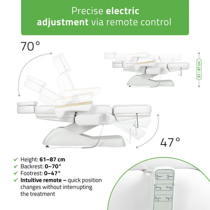 HABYS kosmetologinis elektrinis krėslas Leo PRO 4, baltas