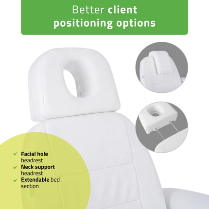 Elektrinis kosmetologinis krėslas VELORA PRO 4 Touch Core k301, 4 varikliai, baltas