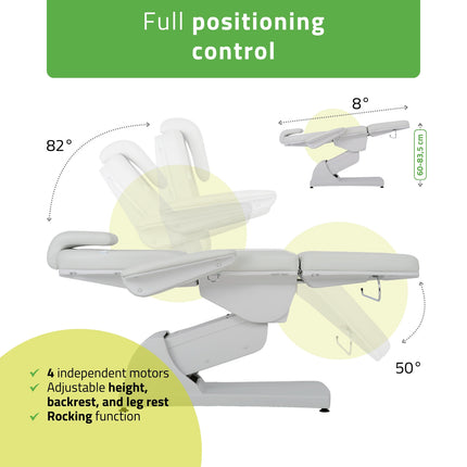 Kosmetologinis elektrinis krėslas VELORA PRO 4 Touch Core k329, pilkas