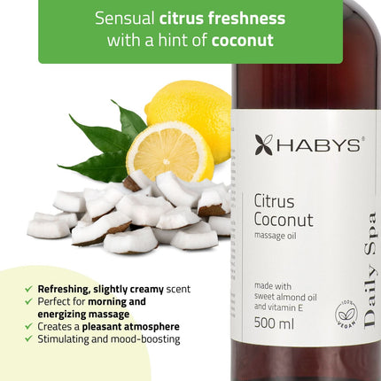 Masažo aliejus CITRUS COCONUT, 500 ml