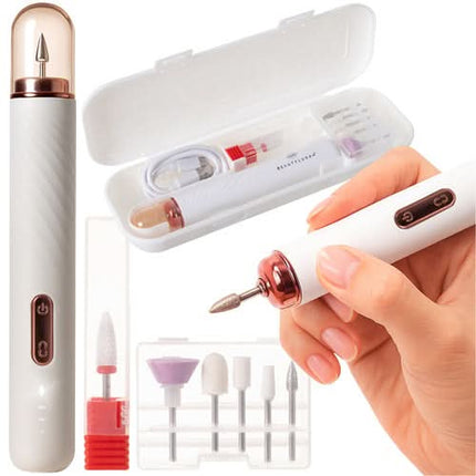 BEAUTYLUSHH belaidis manikiūro ir pedikiūro frezos rinkinys su antgaliais