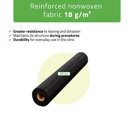 Neaustinė medicininė ritininė paklodė 60 cm × 50 m 18 g/m², juoda