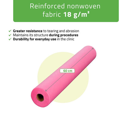 Neaustinė ritininė paklodė 60cm×50m, 18g/m², rožinė