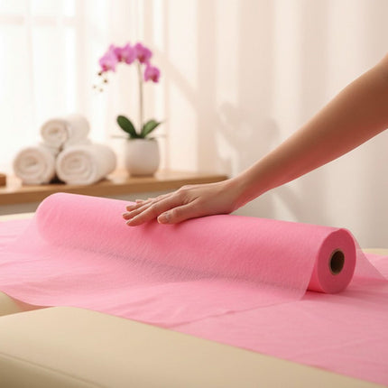 Neaustinė ritininė paklodė 60cm×50m, 18g/m², rožinė