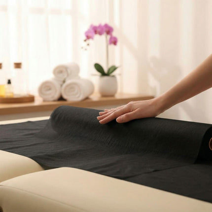 Neaustinė medicininė ruloninė paklodė 70 cm × 50 m 18 g/m², juoda