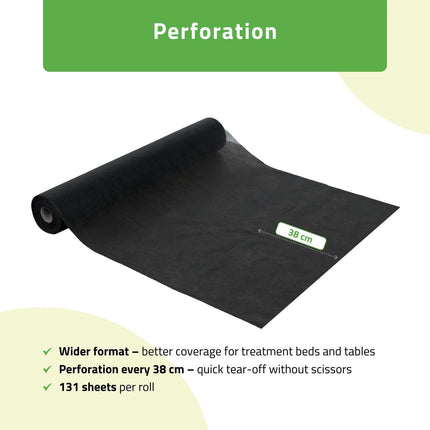 Neaustinė medicininė ruloninė paklodė 70 cm × 50 m 18 g/m², juoda