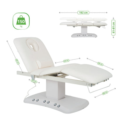 Serenity ERGO 4 electric heated beauty bed for massage and SPA treatments Satin Comfort k701 white