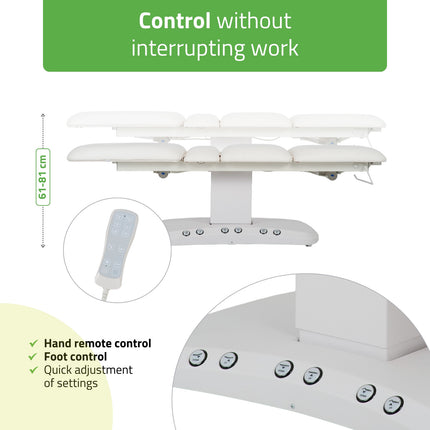 Serenity ERGO 4 electric heated beauty bed for massage and SPA treatments Satin Comfort k701 white