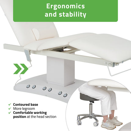 Serenity ERGO 4 electric heated beauty bed for massage and SPA treatments Satin Comfort k701 white