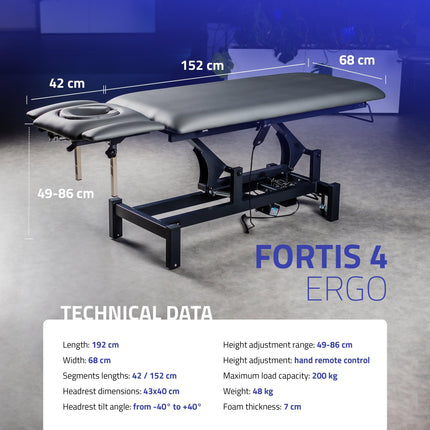 Stacionarus masažo/reabilitacijos stalas Fortis 4 ERGO Gray