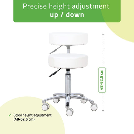 Kosmetologinė taburetė HABYS MOBI Comfy Base k501, balta