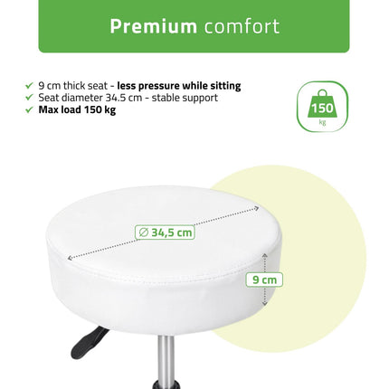 Kosmetologinė taburetė HABYS TIMO, Comfy Base k501, balta