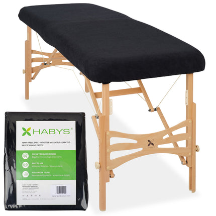 Frotinis užvalkalas masažo stalams 70-75/185 cm, juodos spalvos