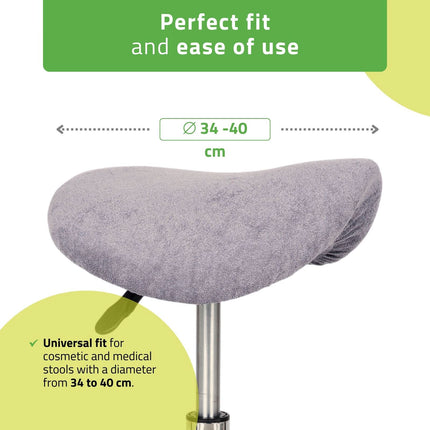 Frotė užvalkalas su guma taburetei, skersmuo 34–40 cm, pilkas