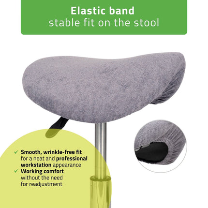 Frotė užvalkalas su guma taburetei, skersmuo 34–40 cm, pilkas