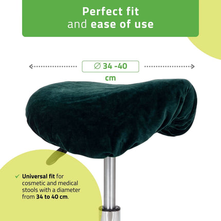 Veliūrinis taburetės užvalkalas su guma 60 cm, žalias