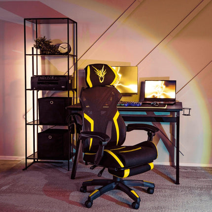 Ergoniminė biuro kėdė MAXIMO, juoda/geltona - Beauty Kit