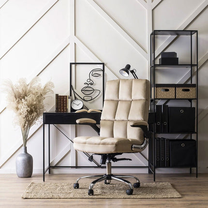 Ergonomiška biuro kėdė LONDON, smėlio spalvos aksomas - Beauty Kit