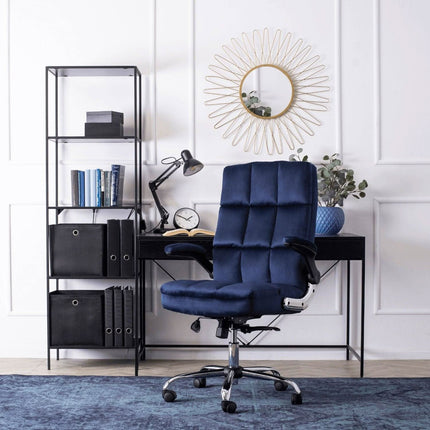 Ergonomiška biuro kėdė LONDON, tamsiai mėlynas aksomas - Beauty Kit