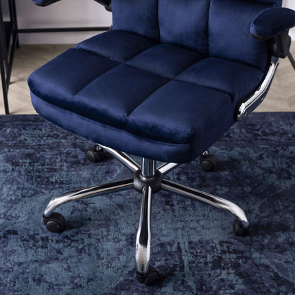 Ergonomiška biuro kėdė LONDON, tamsiai mėlynas aksomas - Beauty Kit