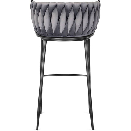 FLORES baro kėdė su austu atlošu – pilkos spalvos aksomas - Beauty Kit