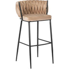 FLORES baro kėdė su austu atlošu – smėlio spalvos aksomas - Beauty Kit