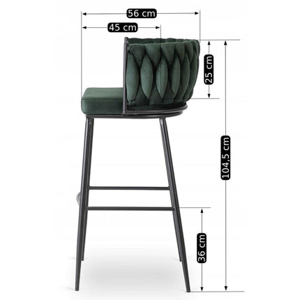 FLORES baro kėdė, žalias aksomas - Beauty Kit