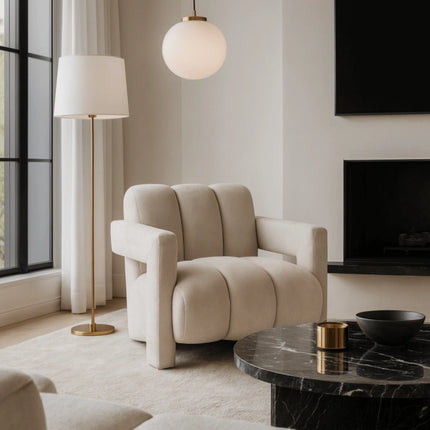 Fotelis BENDER, kreminės spalvos