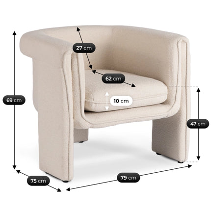 Fotelis GALA, smėlio spalvos