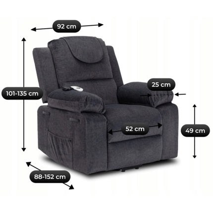 Masažinis fotelis FENIX su pakėlimo funkcija, išskleidžiamas