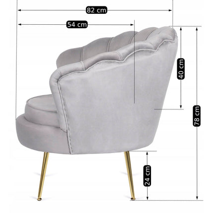 Fotelis ANGEL, pilkas aksomas - Beauty Kit