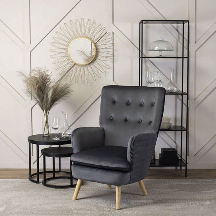 Fotelis SANTOS, pilkas aksomas - Beauty Kit