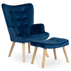 Fotelis su pakoju LOZANO, mėlynas aksomas - Beauty Kit