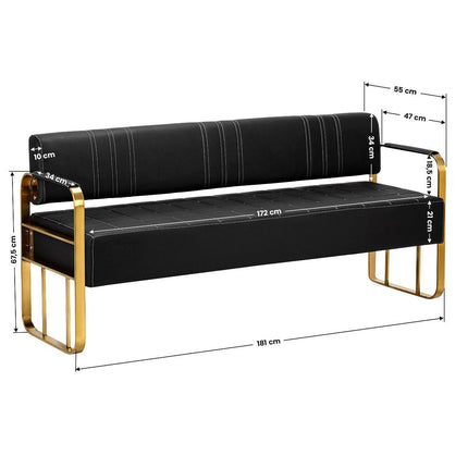 Kirpyklos laukimo sofa GABBIANO Avila – stilingas baldas aukso ir juodos spalvomis