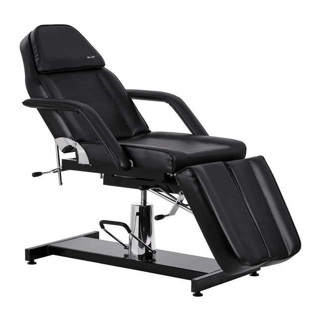 Hidraulinis kosmetologinis pedikiūro fotelis SILLON 210 su supimo mechanizmu ir dalinama pakoja, juodas