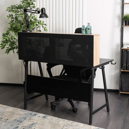 ICE stalas 138,5 cm juodas/sonoma ąžuolas - Beauty Kit