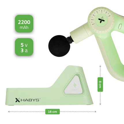 Зарядная база для массажного пистолета HABYS PRO THERAPY GO, зелёная - крупным планом
