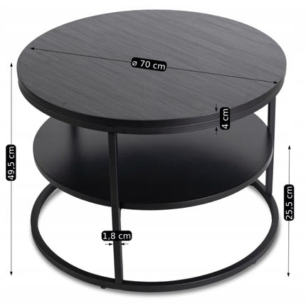 PAULO MAX Coffee Table, Black 80 cm