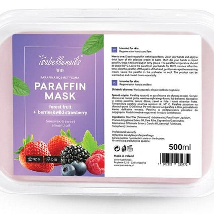 Profesionalus Isabelle Forest Fruit parafinas pedikiūrui – šildantis parafino vaškas 500ml su vaisių ekstraktais sausai odai minkštinti
