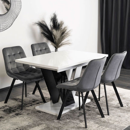 Išskleidžiamas stalas CLARK, baltas/juodas - Beauty Kit