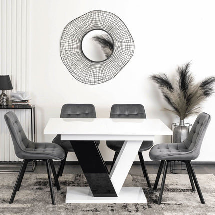 Išskleidžiamas stalas CLARK, baltas/juodas - Beauty Kit