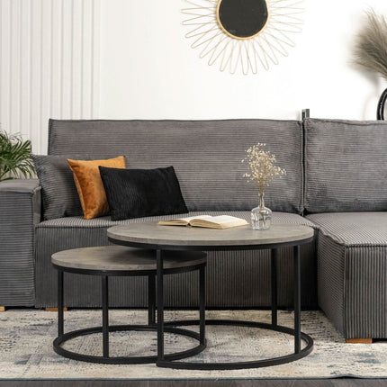 Kavos staliukų rinkinys ROCKY MAX 60 cm/80 cm, pilka betono spalva - Beauty Kit