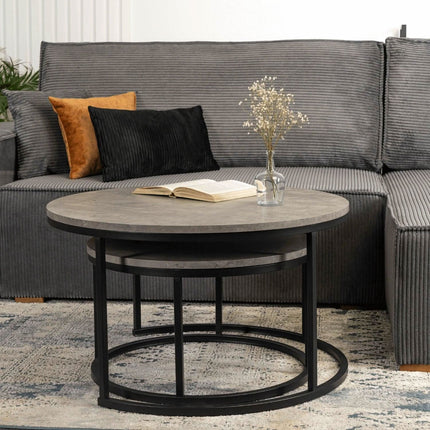 Kavos staliukų rinkinys ROCKY MAX 60 cm/80 cm, pilka betono spalva - Beauty Kit