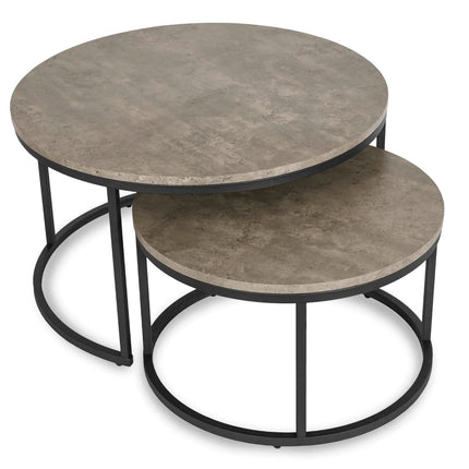 Kavos staliukų rinkinys ROCKY MAX 60 cm/80 cm, pilka betono spalva - Beauty Kit