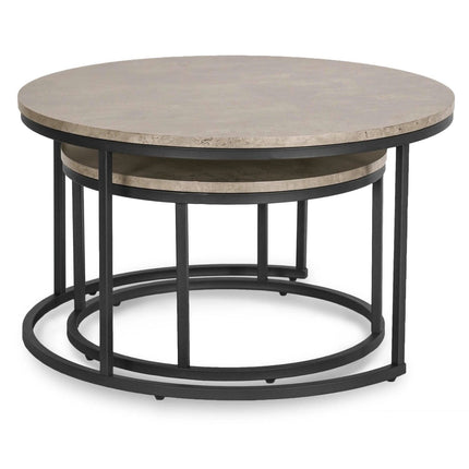 Kavos staliukų rinkinys ROCKY MAX 60 cm/80 cm, pilka betono spalva - Beauty Kit