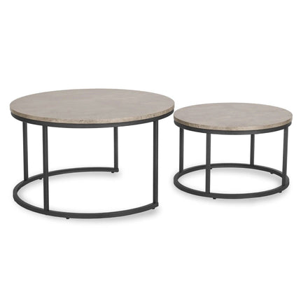 Kavos staliukų rinkinys ROCKY MAX 60 cm/80 cm, pilka betono spalva - Beauty Kit