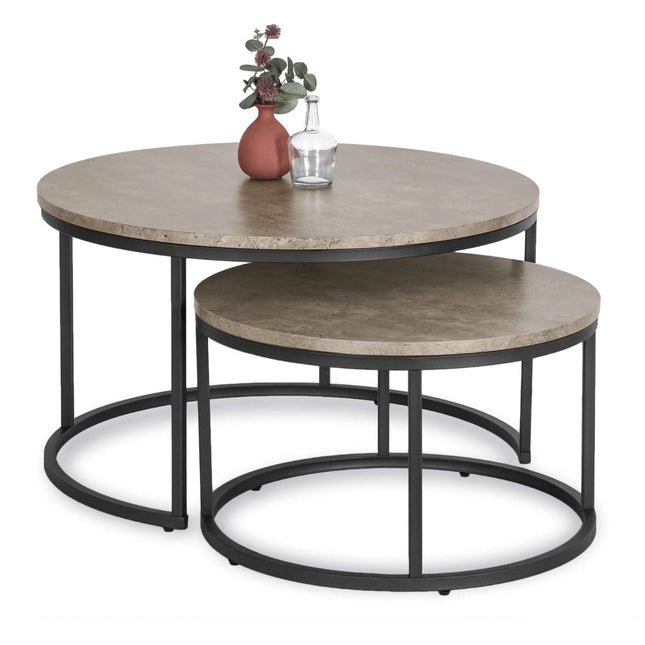 Kavos staliukų rinkinys ROCKY MAX 60 cm/80 cm, pilka betono spalva - Beauty Kit