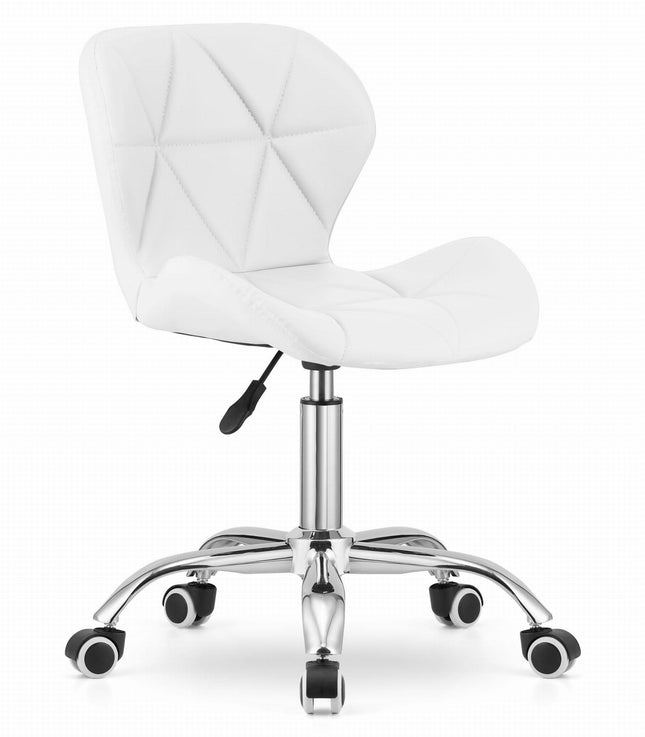 Kėdė ant ratukų AVOLA, balta eko oda - Beauty Kit